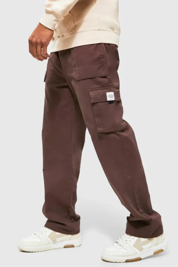 boohooMAN Elasticated Waist Relaxed Fit Buckle Cargo Trouser | Trousers | Cargo Trousers