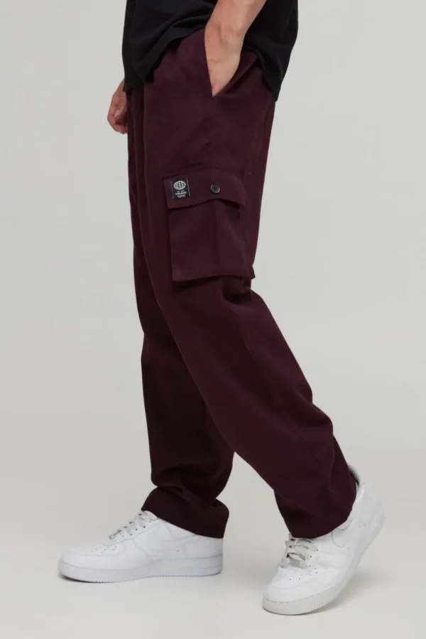 boohooMAN Elasticated Waist Skate Cropped Woven Tab Trousers | Trousers