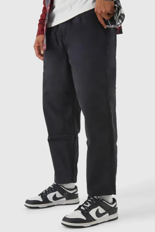 boohooMAN Elasticated Waist Skate Chino Trouser | Trousers