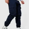 boohooMAN Elasticated Waist Slim Fit Cargo Trouser | Trousers | Cargo Trousers