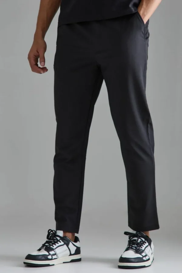 boohooMAN Elasticated Waist Slim Fit Smart Trousers | Suits Trousers | Going Out