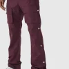 boohooMAN Elasticated Waist Slim Flare Stacked Cargo Trousers | Trousers | Cargo Trousers