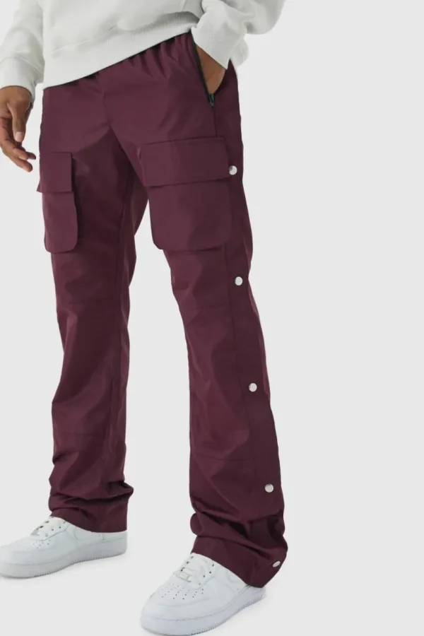 boohooMAN Elasticated Waist Slim Flare Stacked Cargo Trousers | Trousers | Cargo Trousers