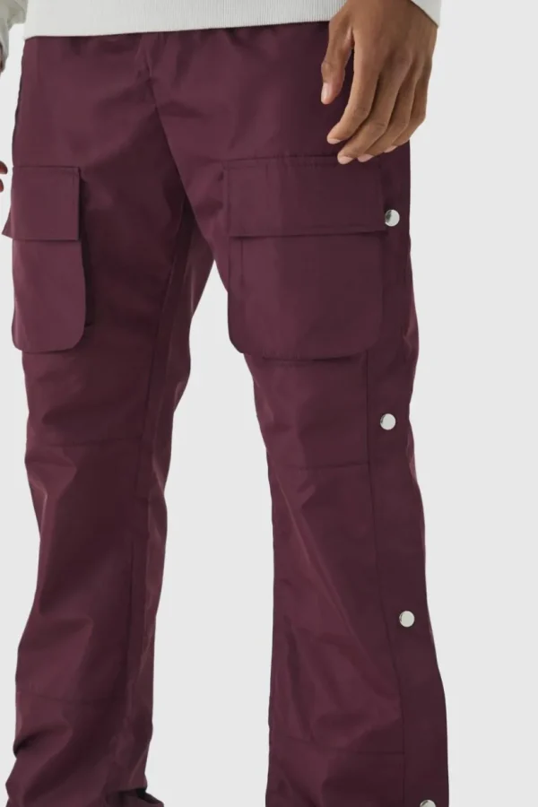 boohooMAN Elasticated Waist Slim Flare Stacked Cargo Trousers | Trousers | Cargo Trousers