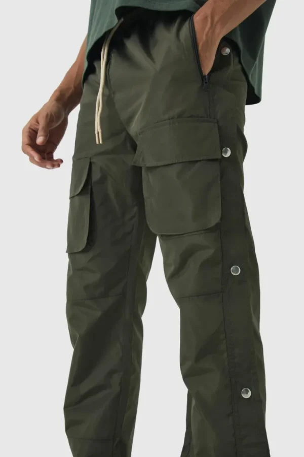 boohooMAN Elasticated Waist Slim Flare Stacked Cargo Trousers | Trousers | Cargo Trousers