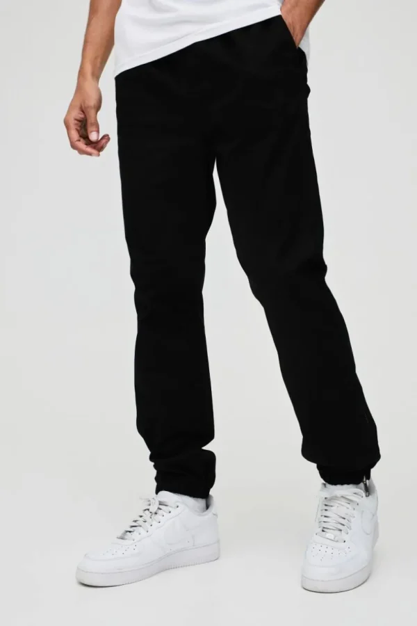 boohooMAN Elasticated Waist Slim Soft Twill Pintuck Trousers | Going Out | Trousers