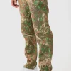 boohooMAN Elasticated Waist Straight Leg Camo Tapestry Trouser | Trousers