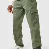 boohooMAN Elasticated Waist Straight Leg Twill Cargo Trouser | Trousers | Cargo Trousers