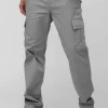 boohooMAN Elasticated Waist Straight Leg Cargo Trouser | Trousers | Cargo Trousers