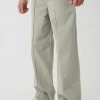 boohooMAN Elasticated Waist Wide Leg Pintuck Chino Trousers | Trousers