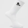 boohooMAN Embroidered Skull And Rose Tube Sock | Underwear & Socks | Underwear & Socks