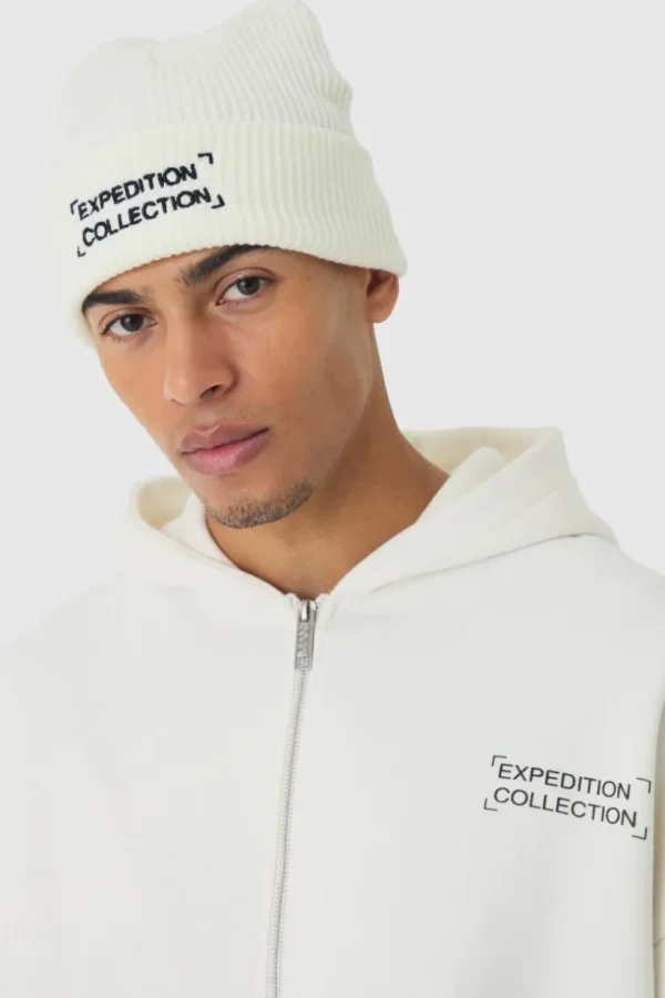 boohooMAN Expedition Collection Embroidered Beanie In | Hats & Caps