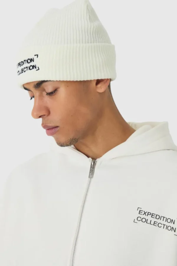 boohooMAN Expedition Collection Embroidered Beanie In | Hats & Caps