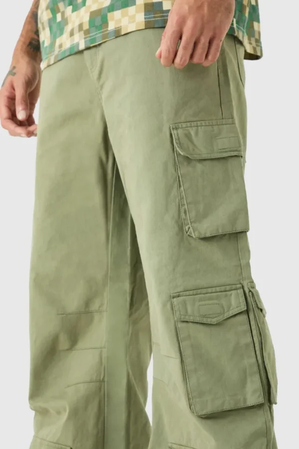 boohooMAN Extreme Baggy Rigid Multi Cargo Pocket Trousers | Trousers | Cargo Trousers