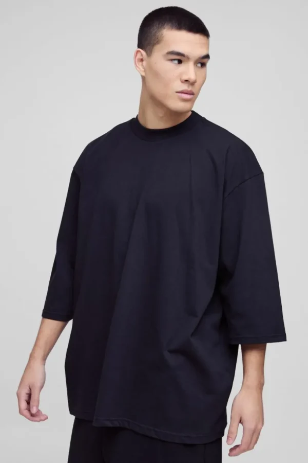 boohooMAN Extreme Oversized Extended Neck Heavy Weight T-shirt | Basics - Elevated