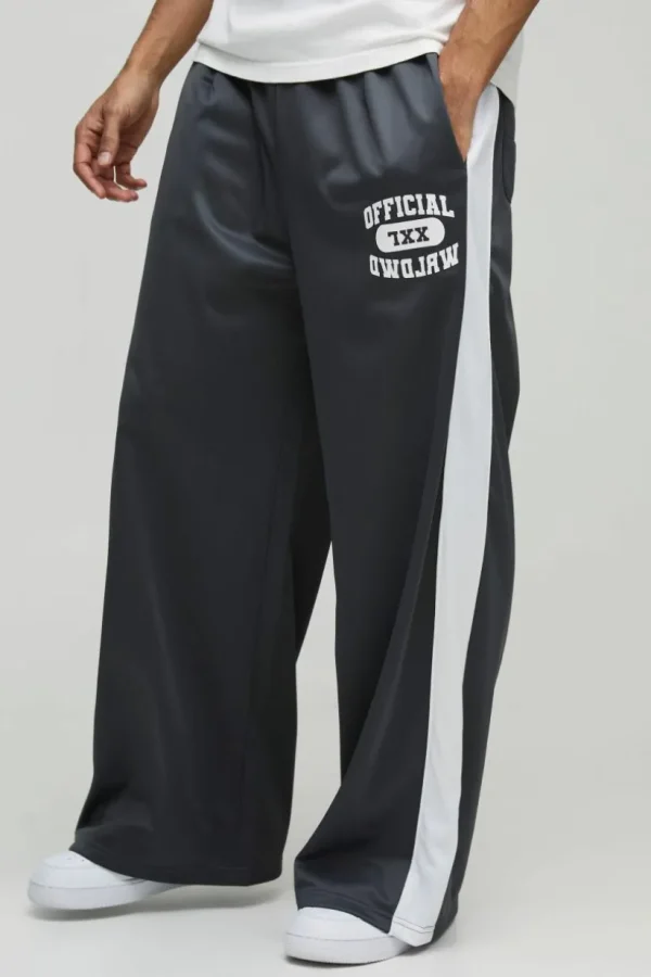 boohooMAN Extreme Wide Leg Graphic Tricot Joggers | Trousers | Joggers