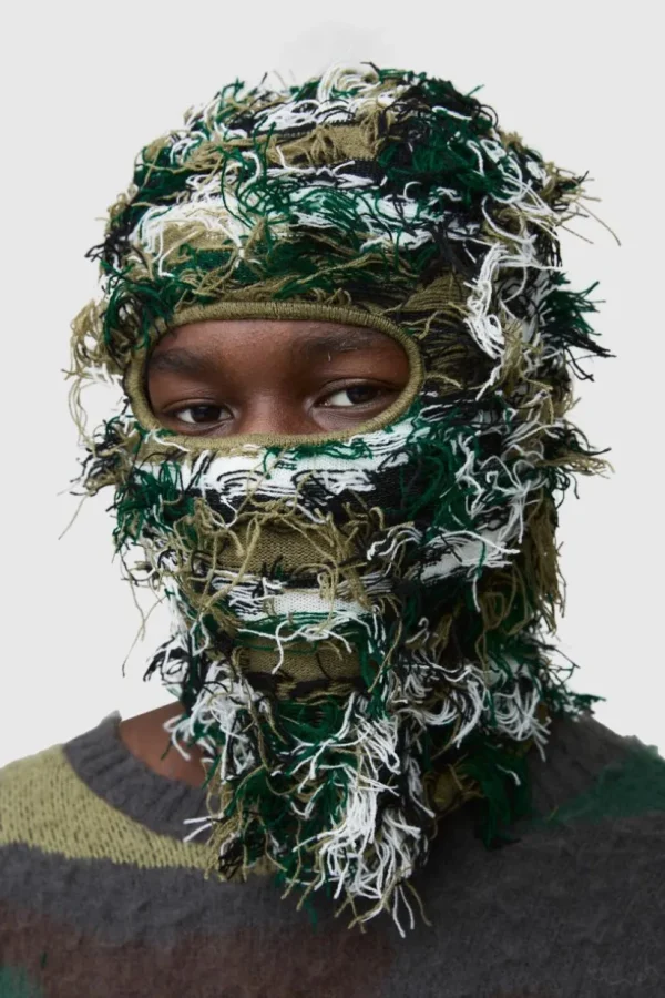 boohooMAN Eyelash Knit Face Covering in | Hats & Caps