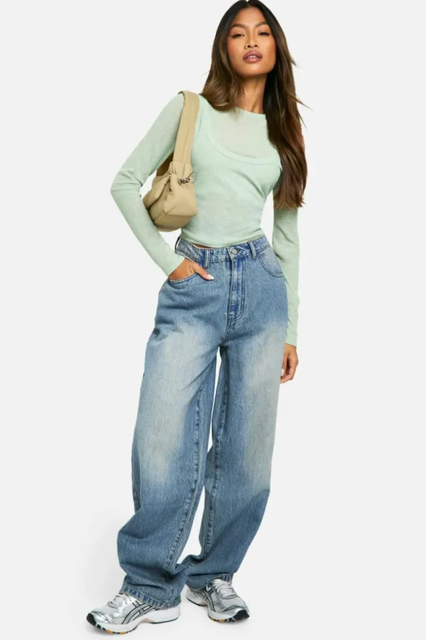 boohoo Faded Wide Leg Jeans | Women Shirts | Foundation