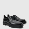 boohooMAN Faux Leather Contrast Stitch Derby Shoes In | Footwear