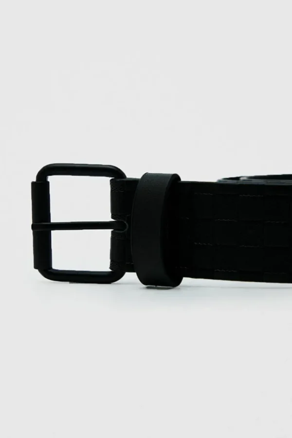 boohooMAN Faux Leather Embossed Checkerboard Belt | Going Out | Belts