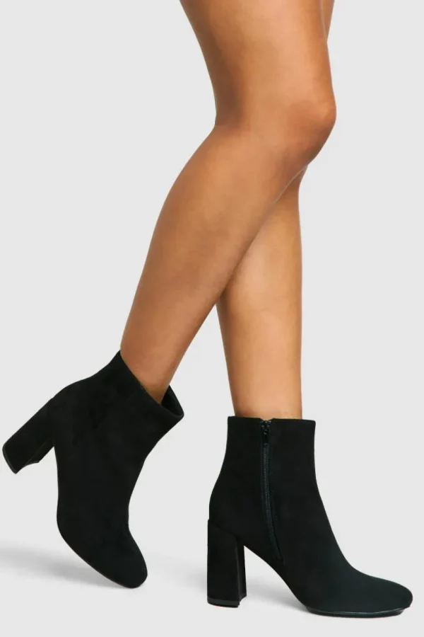 boohoo Faux Suede Block Heeled Ankle Boot | Women Shirts | Foundation