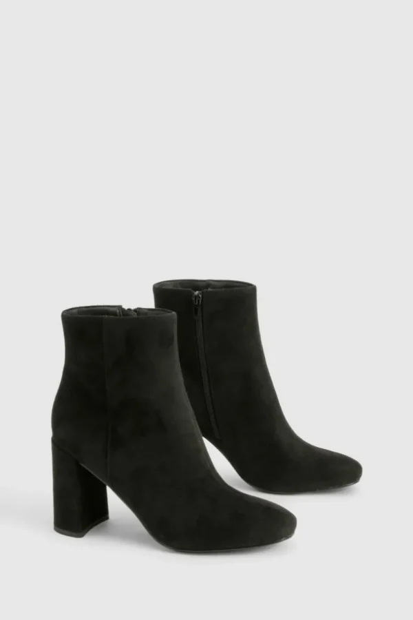 boohoo Faux Suede Block Heeled Ankle Boot | Women Shirts | Foundation