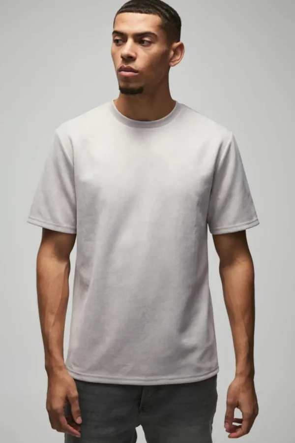 boohooMAN Faux Suede Brushed T-shirt | T-Shirts