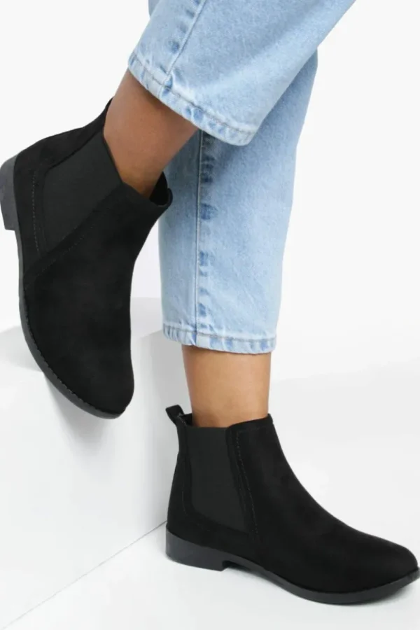 boohoo Faux Suede Flat Chelsea Boots | Women Shirts | Foundation