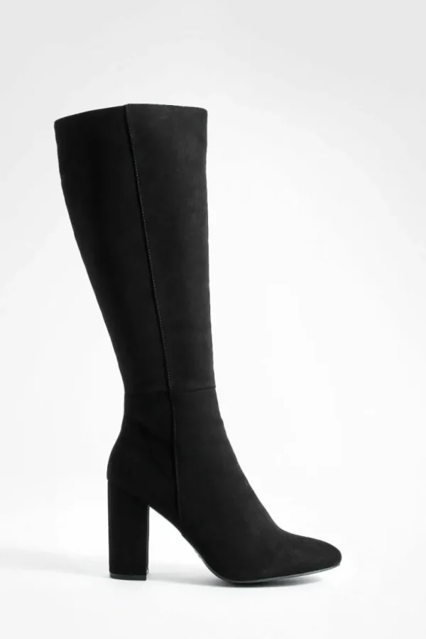 boohoo Faux Suede Knee High Heeled Boots | Women Shirts | Foundation