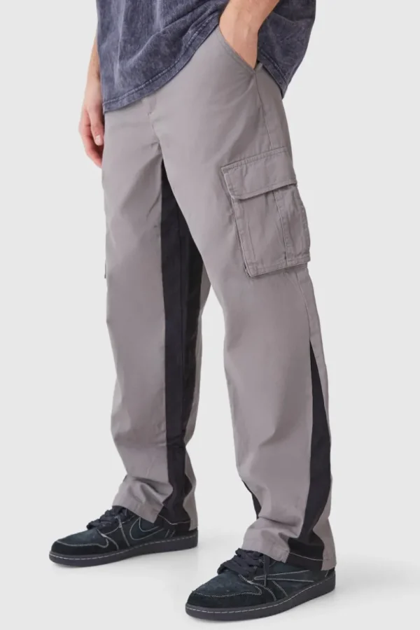 boohooMAN Fixed Waist Gusset Cargo Trousers | Trousers | Cargo Trousers