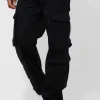 boohooMAN Fixed Waist Relaxed Peached Twill 3d Multi Pocket Cargo Pants | Trousers | Cargo Trousers