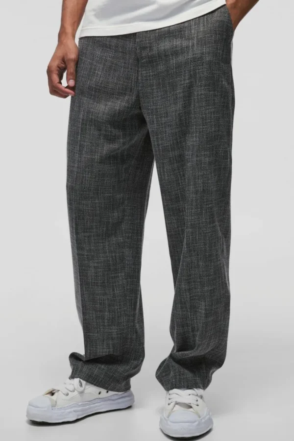 boohooMAN Fixed Waist Relaxed Texture Tailored Trouser | Suits & Tailoring | Suits & Tailoring