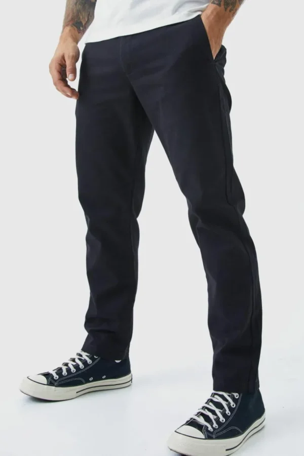 boohooMAN Fixed Waist Slim Cropped Chino | Trousers