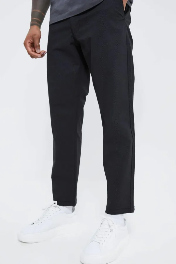 boohooMAN Fixed Waist Slim Fit Cropped Chino Trousers | Going Out | Trousers