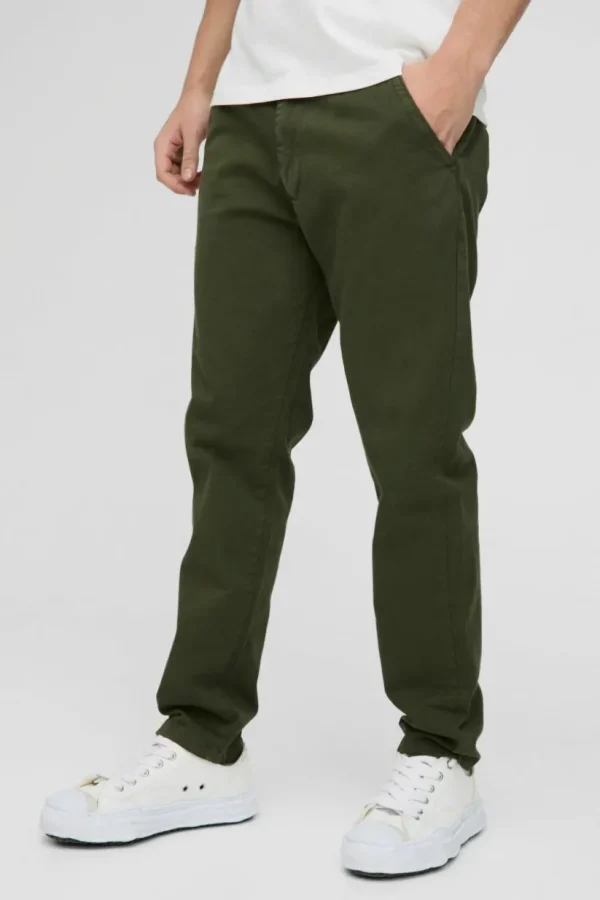 boohooMAN Fixed Waist Straight Chino Trousers | Trousers