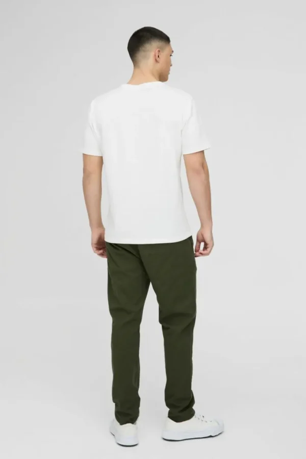 boohooMAN Fixed Waist Straight Chino Trousers | Trousers