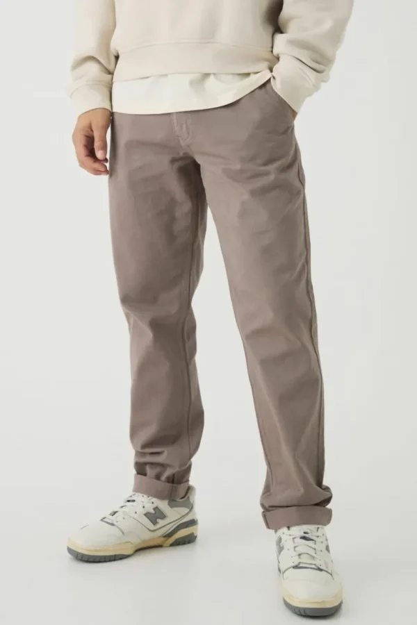 boohooMAN Fixed Waist Tapered Turn Up Hem Chino Trousers | Trousers