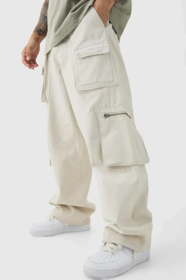 boohooMAN Fixed Waist Washed Baggy Cargo Trouser | Trousers | Cargo Trousers