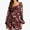 boohoo Floral Blouson Sleeve Skater Dress | Women Shirts | Foundation