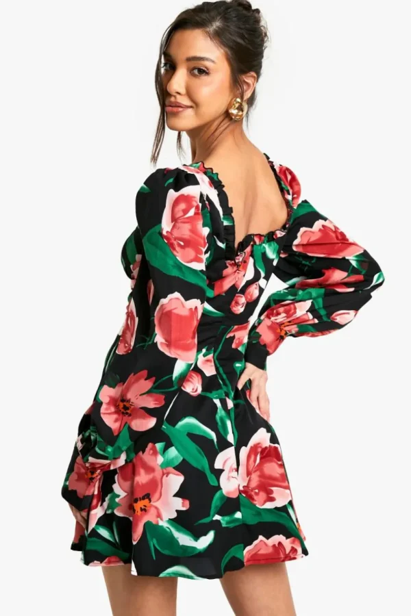 boohoo Floral Corset Milkmaid Mini Dress | Women Shirts | Foundation