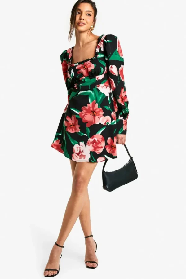 boohoo Floral Corset Milkmaid Mini Dress | Women Shirts | Foundation