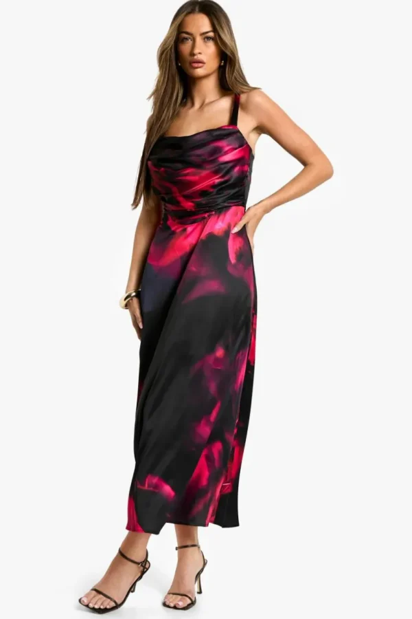 boohoo Floral Satin Corset Midaxi Dress | Women Shirts | Foundation