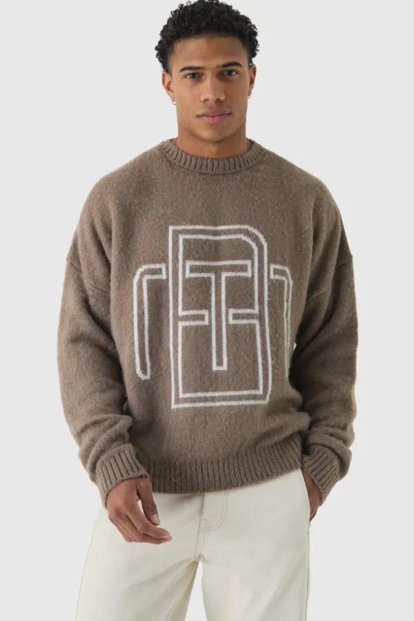 boohooMAN Fluffy Knit BM Jumper | Knitwear | Going Out Knitwear