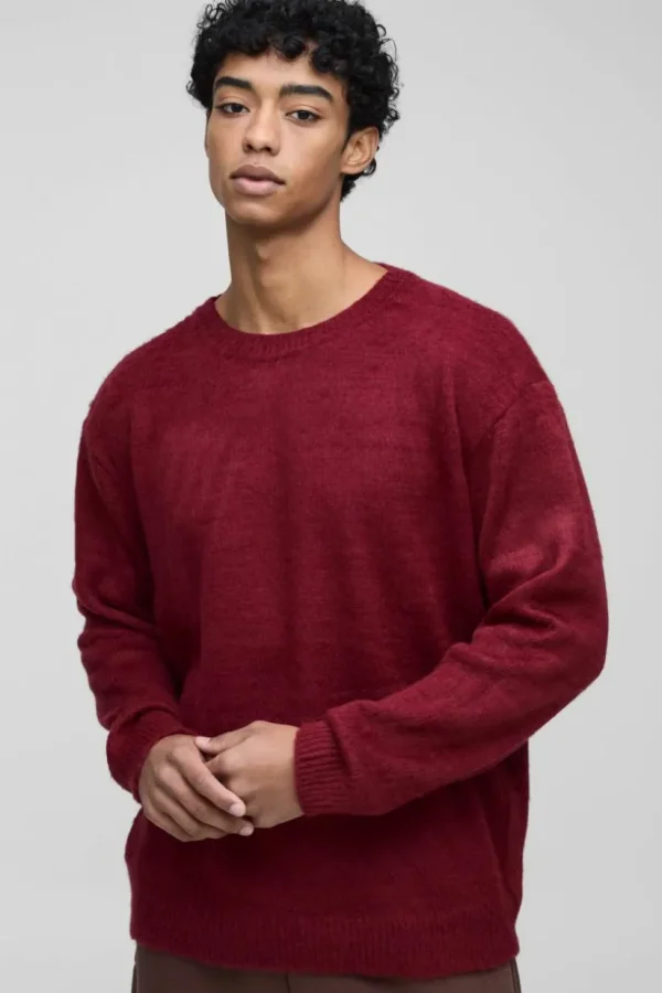 boohooMAN Fluffy Knit Crew Neck Oversized Jumper | Knitwear | Going Out Knitwear