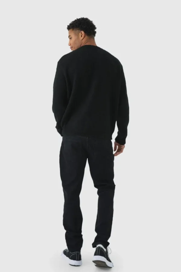 boohooMAN Fluffy Knit Crew Neck Oversized Jumper | Knitwear | Going Out Knitwear