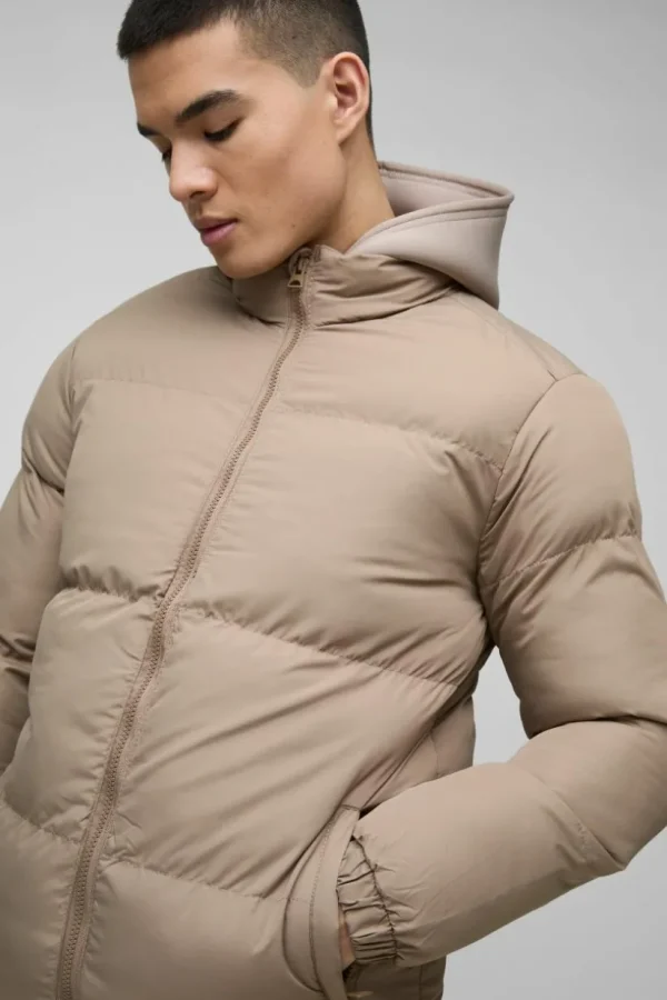 boohooMAN Funnel Neck Puffer Jacket in | Man | Basics - Elevated