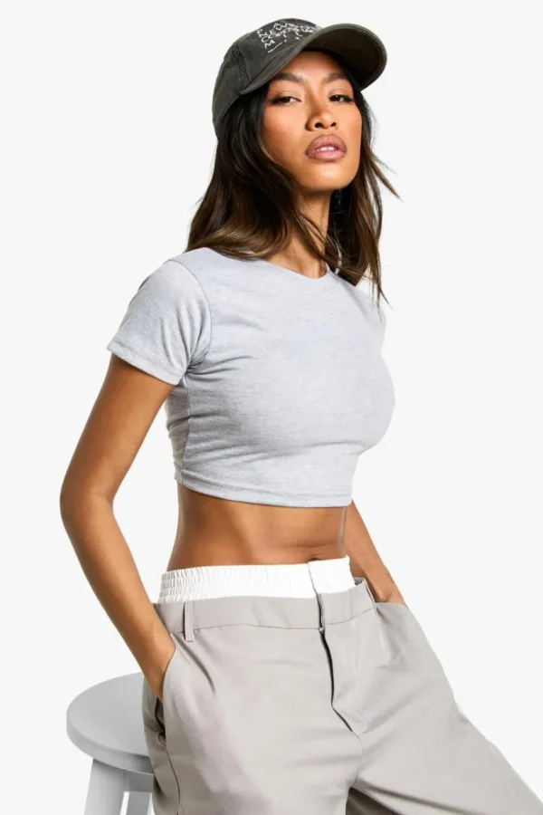 boohoo Basic Cotton Cropped Baby T-shirt | Women Shirts | Foundation