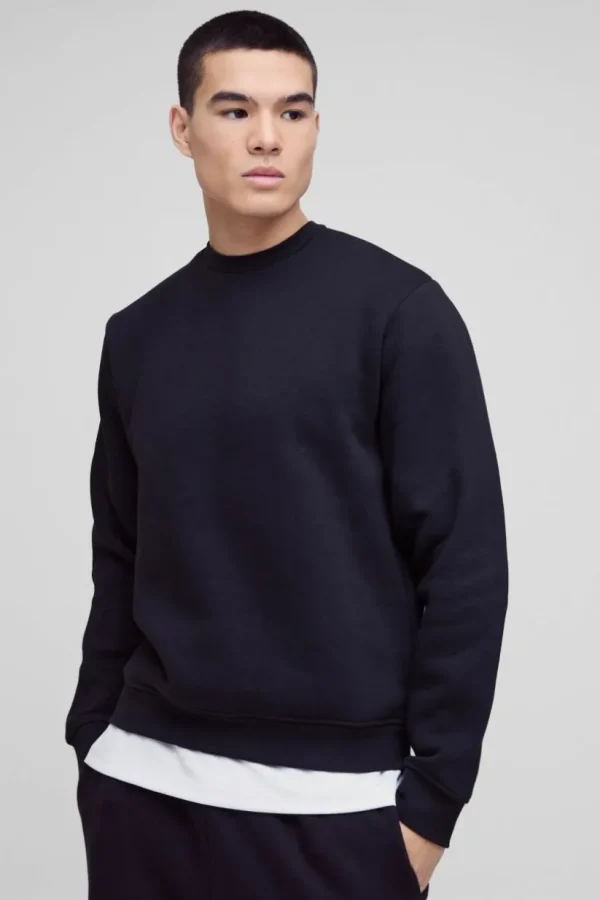 boohooMAN 330GSM Basic Crew Neck Sweatshirt | Basics - Elevated | Hoodies & Sweats