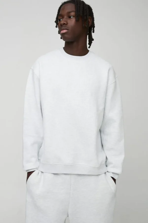 boohooMAN 330GSM Basic Oversized Crew Neck Sweatshirt | Basics - Elevated