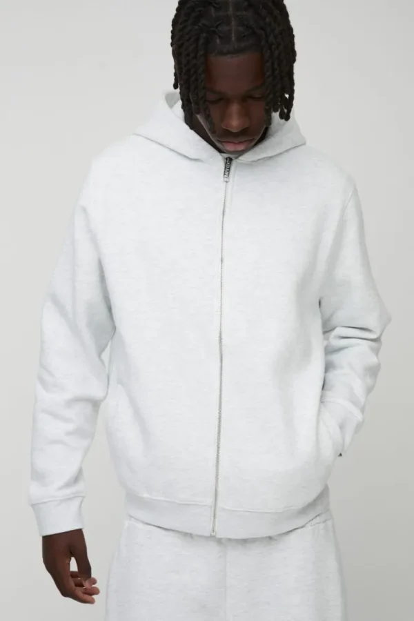 boohooMAN 330GSM Basic Zip Through Hoodie | Basics - Elevated | Hoodies & Sweats